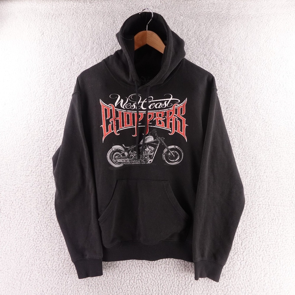 West Coast Choppers Jesse James Mens Black Graphic Hoodie Pullover Small Y2K